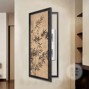 中古风电表箱装饰画大尺寸竖版配电箱遮挡开关闸小众艺术竹子挂画