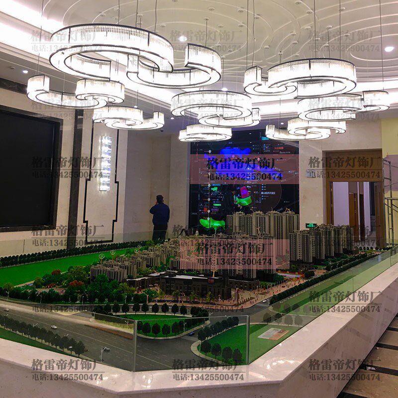 售楼部水晶吊灯大堂酒店大厅环形简约现代组合展厅电影院沙盘灯具