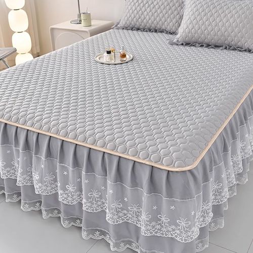 冰丝乳胶凉席床裙款公主风2024新款夏天空调软席床罩三件套可机洗