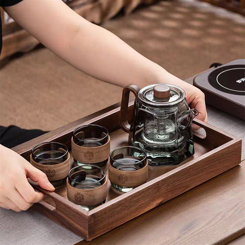 围炉煮茶壶 高硼硅玻璃茶壶 烟灰色玻璃蒸煮一体内胆电陶炉泡茶壶