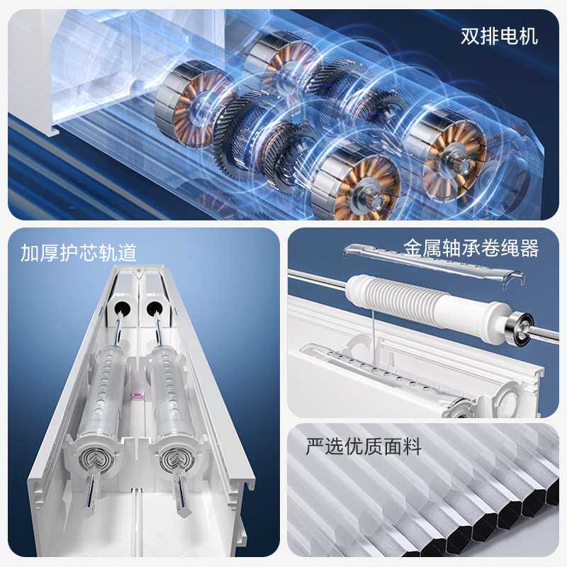 双层日夜蜂巢帘百叶蜂窝窗帘全遮光遮阳书房卧室手拉电动式卷帘