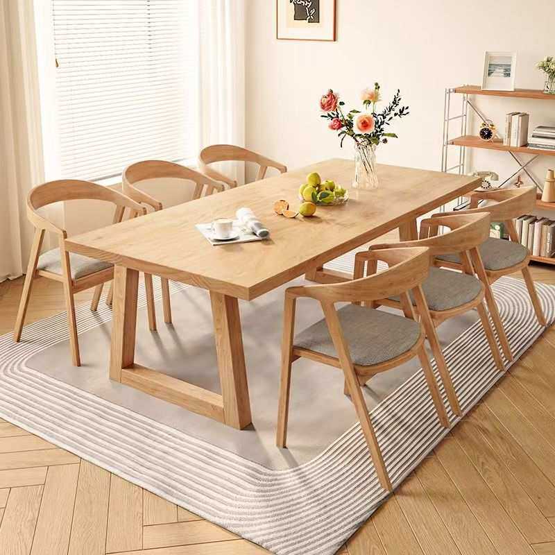 莫比实木餐桌长方形饭桌家用小户型餐书桌一体客厅长桌椅组合套装