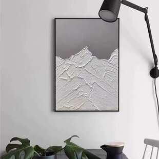 立体手绘油画现代抽象山景客厅玄关装饰画北欧简约肌理画过道尽头