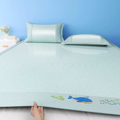 2025新款可机洗布面绣花冰藤席-海底世界