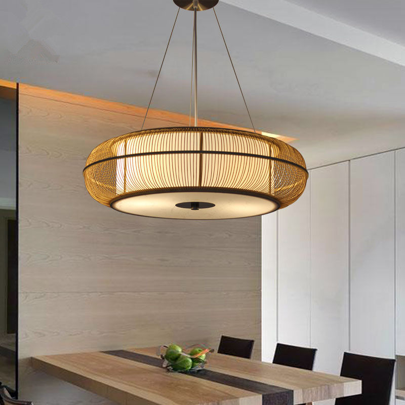 日式吊灯餐厅灯具新中式书房灯禅意客厅灯卧室灯简约现代田园竹灯