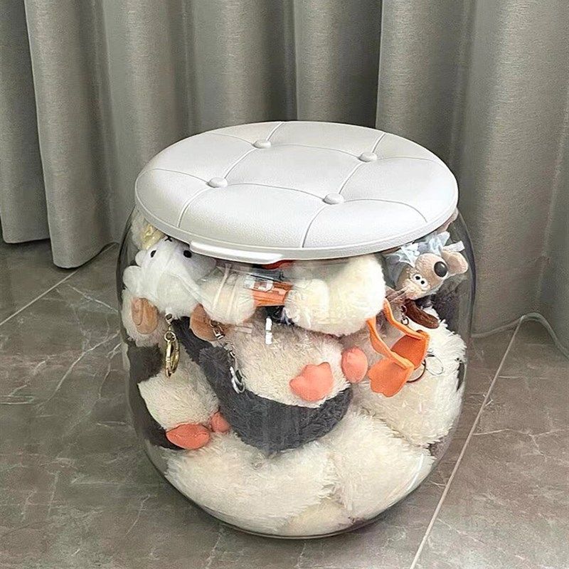 娃娃收纳桶透明凳子装布娃娃毛绒玩具整理神器儿童储物玩偶收纳箱,收纳整理,脏衣篮,淘宝优惠券,粉丝福利购,淘宝优惠卷