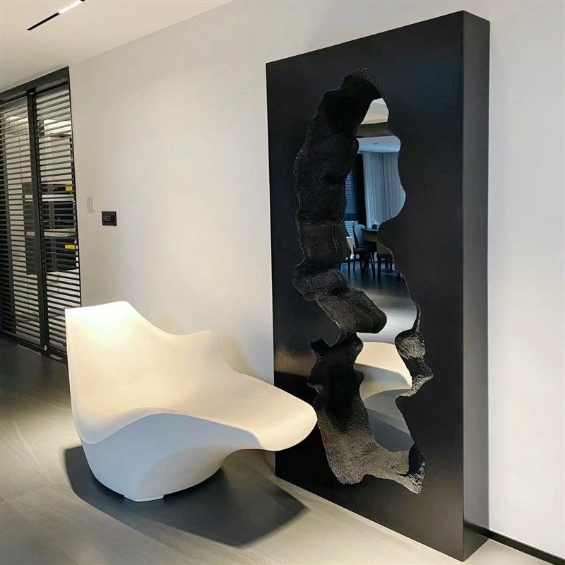 网红破碎镜子立式全身镜高颜值服装店家用穿衣镜被侵蚀落地镜