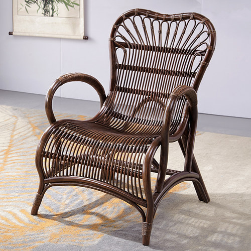 北欧阳台休闲靠背椅印尼真藤编织藤椅家用老人椅民宿腾椅成人椅子