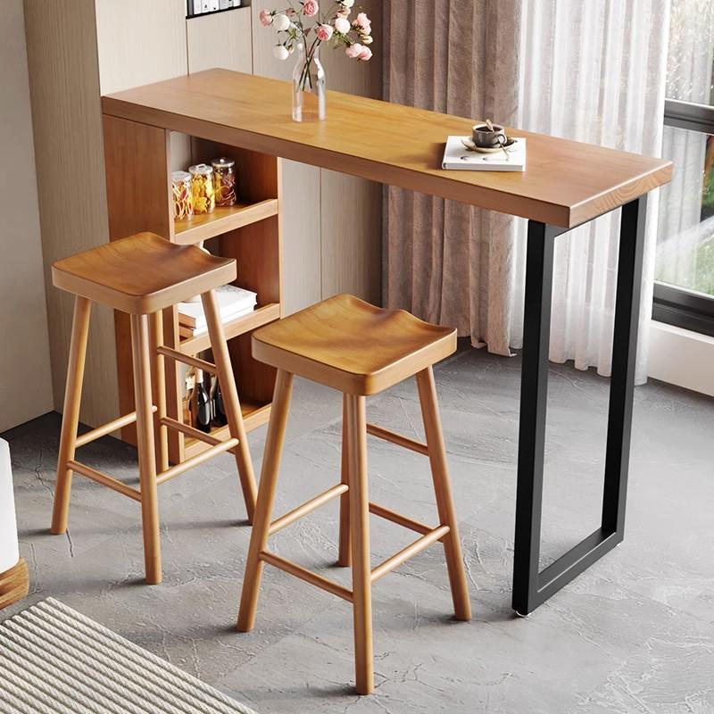 小户型实木吧岛台隔断一体柜x家用高脚桌客厅阳台休闲靠墙窄长条