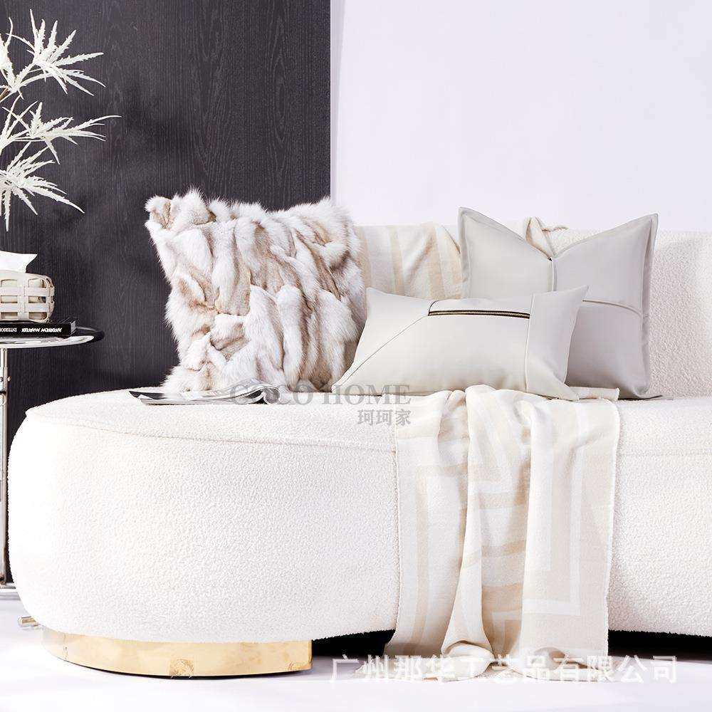 高级灰色系抱枕客厅沙发抱枕被样板房装饰搭配盖毯酒店床品