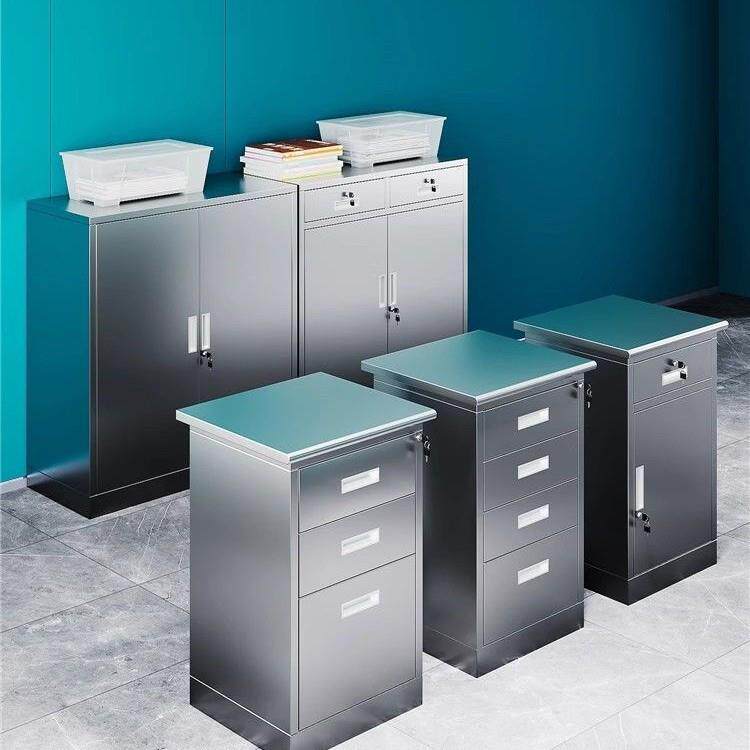 jg304不锈钢矮柜办公室文件柜床头柜工具柜储物柜阳台带锁收纳活