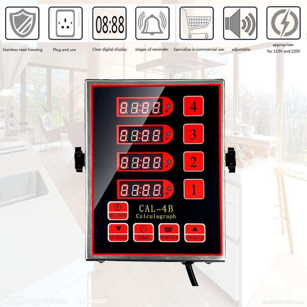 商用厨房4通道定时器烘焙西餐厅计时器厨房倒计时汉堡炸鸡定时器,3C数码配件,USB灯,淘宝优惠券,粉丝福利购,淘宝优惠卷