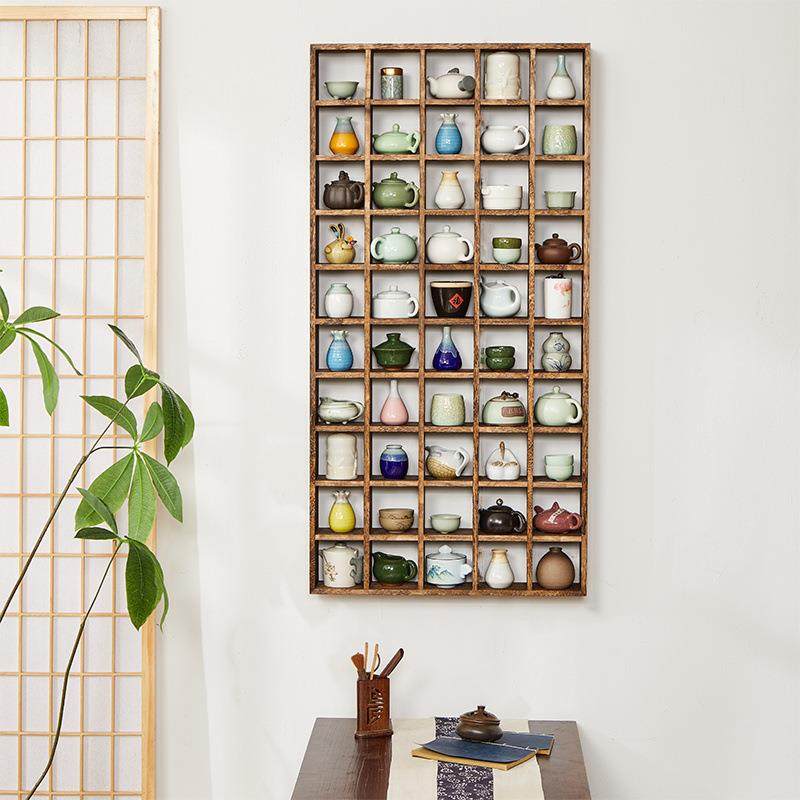 博古架实木新中式挂墙壁挂式多宝阁茶架茶壶架墙上置物架架子家用