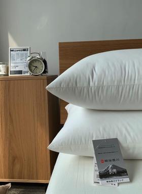 软蓬松透气枕头五星酒店民宿简约白色全棉A类单人枕芯低中高枕柔