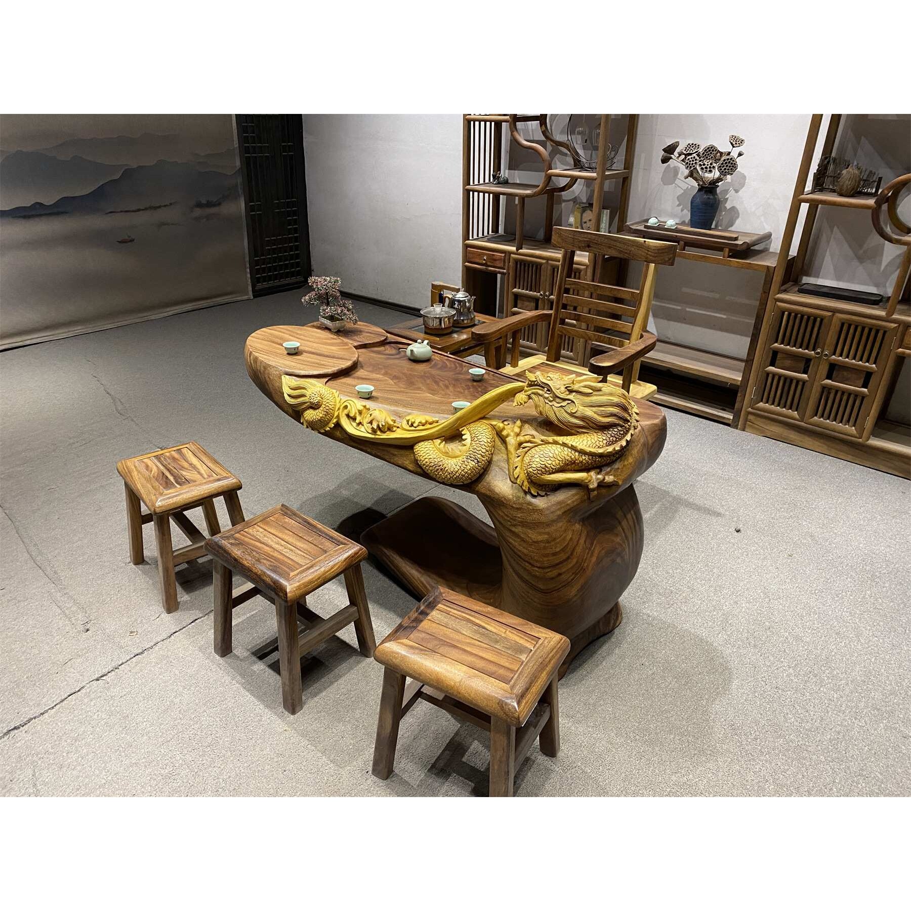 胡桃木根雕茶桌原木家用茶海实木树根茶台木雕树桩茶桌根雕茶几