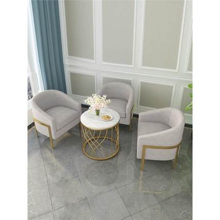 咖啡厅沙发桌椅接待组合轻奢现代会客区沙发休息区北欧单人沙发椅