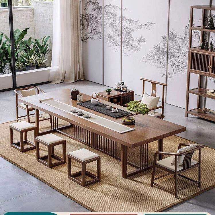 新中式实木大板茶桌椅组合禅意简约客厅泡茶桌家用茶室办公泡茶台