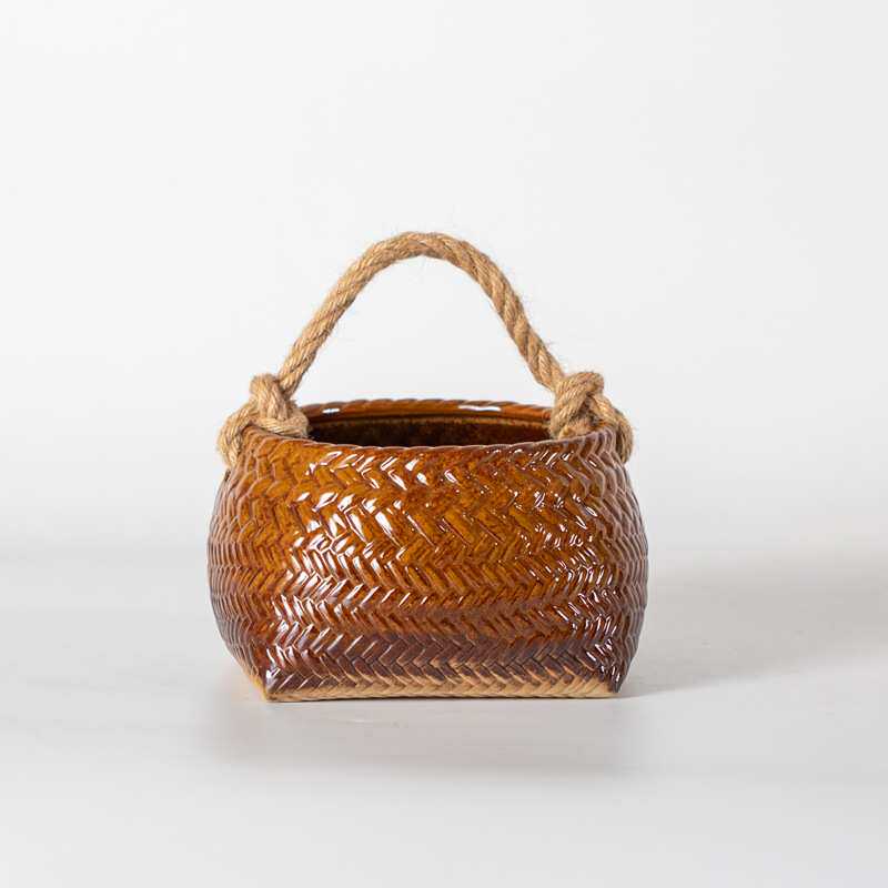 手提炭篮炭炉龙眼木炭橄榄核桃炭户外炭钵提梁装炭盆家用茶道配件