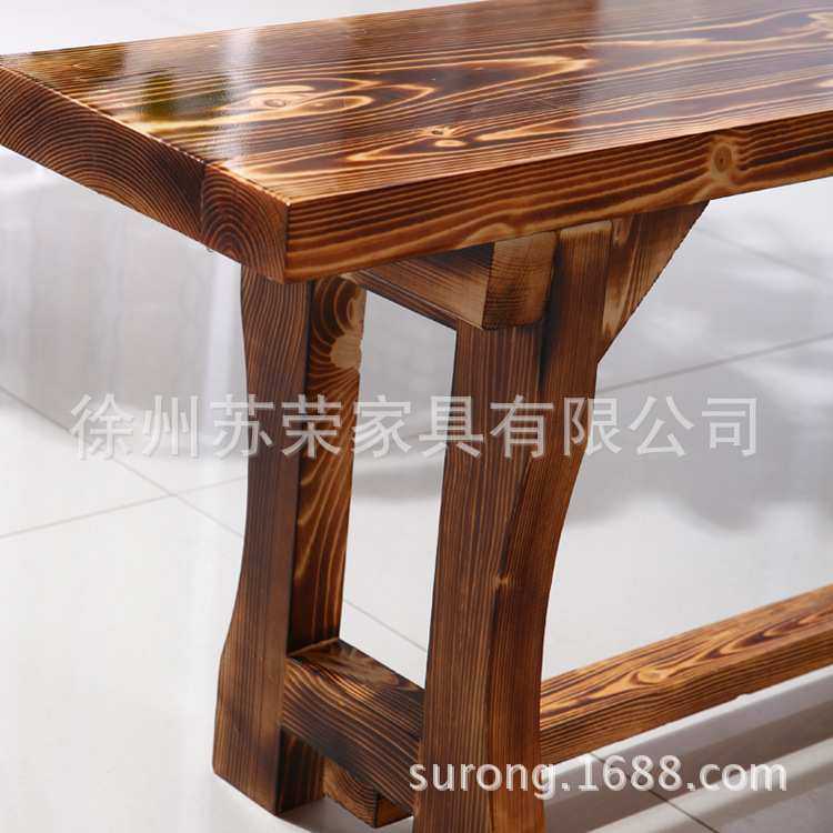 厂家直销碳化实木餐桌椅组合 奶茶店餐厅快餐桌椅 休闲户外餐桌椅