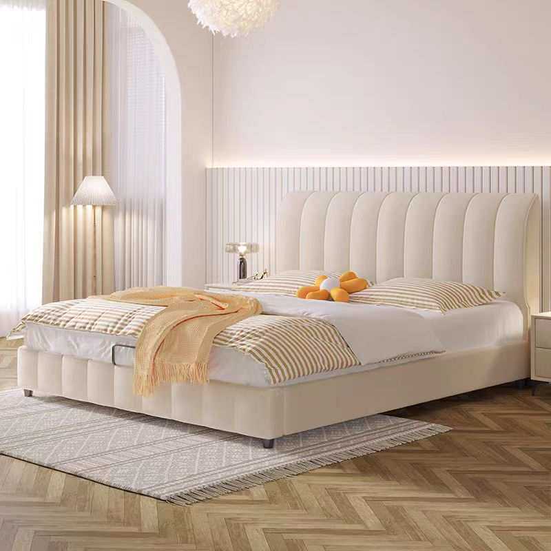 现代简约奶油风科技布床轻奢北欧主卧室网红款布艺双人床家具