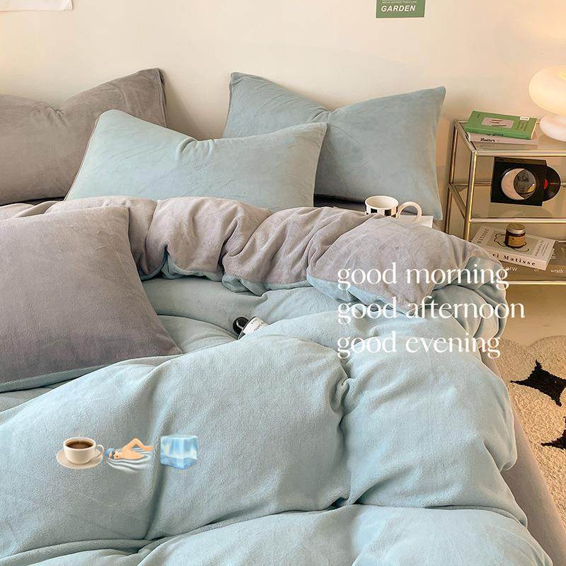 冬季双面牛奶珊瑚绒被套单件150x200x230单人法兰绒被罩加厚绒