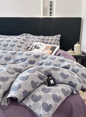 E4C120支纯棉加厚磨毛四件套1OO%全棉被套床单三件套秋冬季床上用