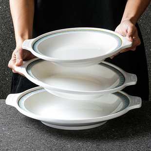 台德密胺餐具双耳盘子商用饭店汤盘菜盘汤盆餐盘圆盘酒店凉菜摆盘