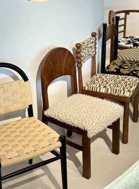 高档中古风FAS白蜡木餐椅大全法式复古设计师创意家用小户型椅子