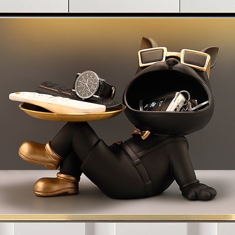 放钥匙的a摆件大嘴狗门口进门置物架收纳入户玄关家居装饰轻奢托