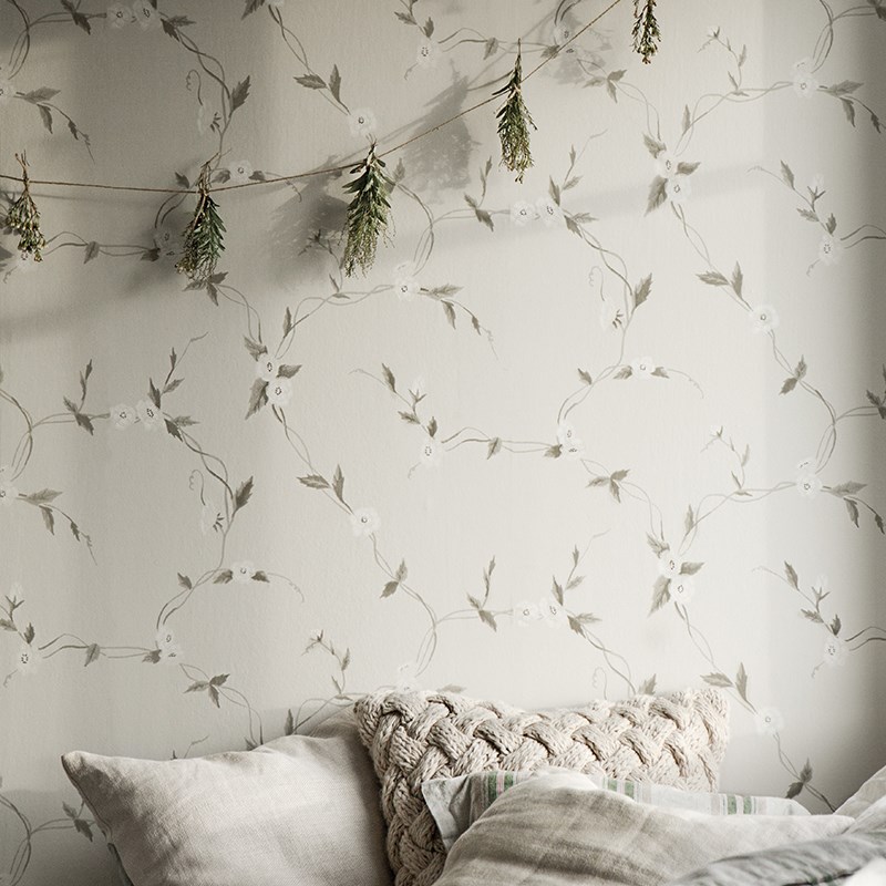 个性定制壁画 小清新藤花叶子壁纸卧室客厅O背景墙纸无缝墙布壁布