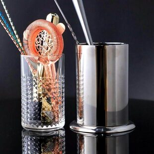 吧盒 酒器勺收纳勺捣皿器棒桶桶不锈钢吸管酒吧杯玻璃调具吧
