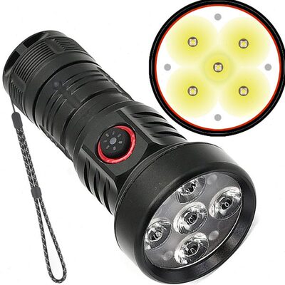 便携式可充电小钢炮充电灯强光手电筒5铝合金超亮小手电35018迷你