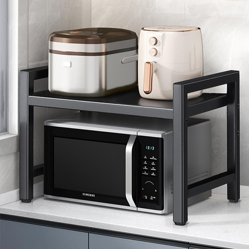 可伸缩多功能置物架厨房微波炉家用双G层烤箱台面桌面电饭煲收纳