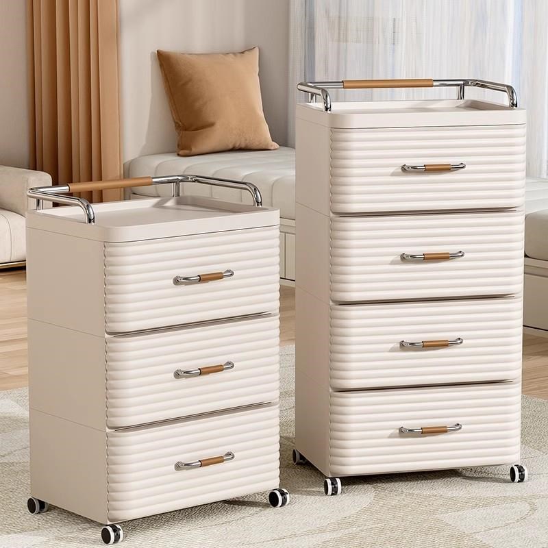 床头柜抽屉式可移动收纳柜多层y带轮加厚卧室多功能置物架储物柜