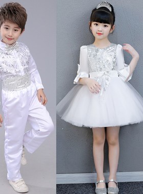 十一儿童演出服公主m裙舞蹈合唱女童蓬蓬裙纱裙幼儿园蓝色表演服.