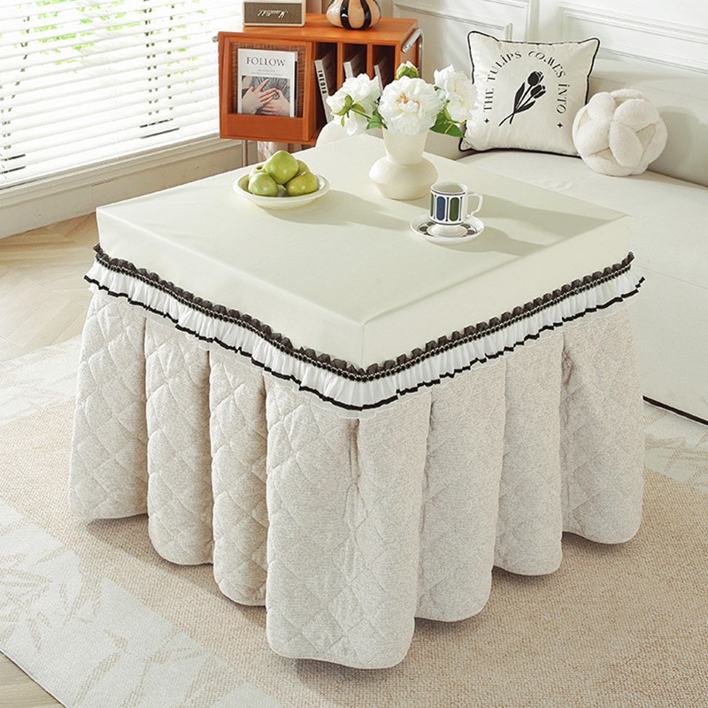 奶油风电炉罩烤火桌子罩s套正方形取暖桌罩新款加厚茶几罩烤火罩