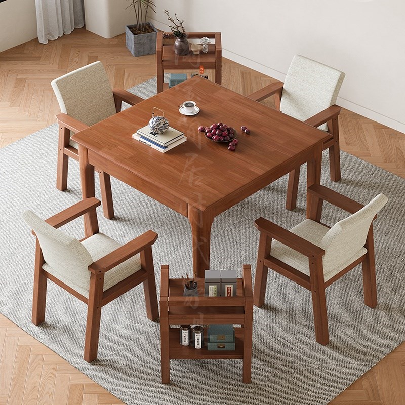 全实木方桌掼蛋打牌吃饭桌子八仙桌小户I型家用小四方桌正方形餐