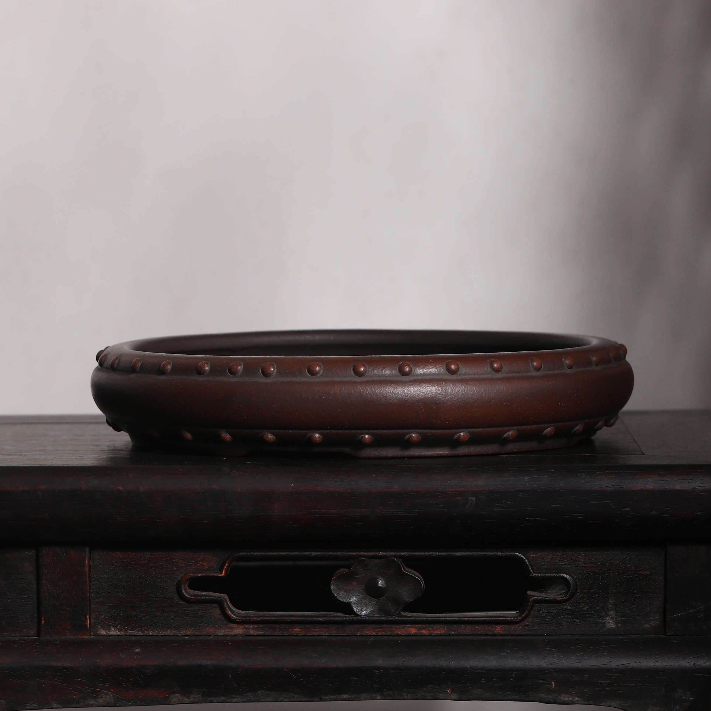 朱水明紫砂花盆陶瓷花盆圆口古盯盆多肉菖蒲松柏V盆盆景盆水明盆