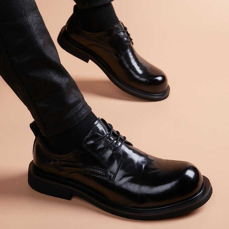 皮鞋男软皮手抓纹高端商务正装圆头增高真皮透气休闲鞋西装工作鞋,流行男鞋,正装皮鞋,淘宝优惠券,粉丝福利购,淘宝优惠卷