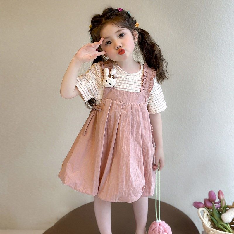 女童短袖背带裙套装时髦儿童夏季新款女宝宝休闲两件套小女孩洋气,童装/婴儿装/亲子装,套装,淘宝优惠券,粉丝福利购,淘宝优惠卷