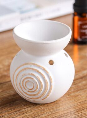 青司局 迷你可爱年轮圈白色 蜡烛陶瓷香薰炉 精油灯美容院家居