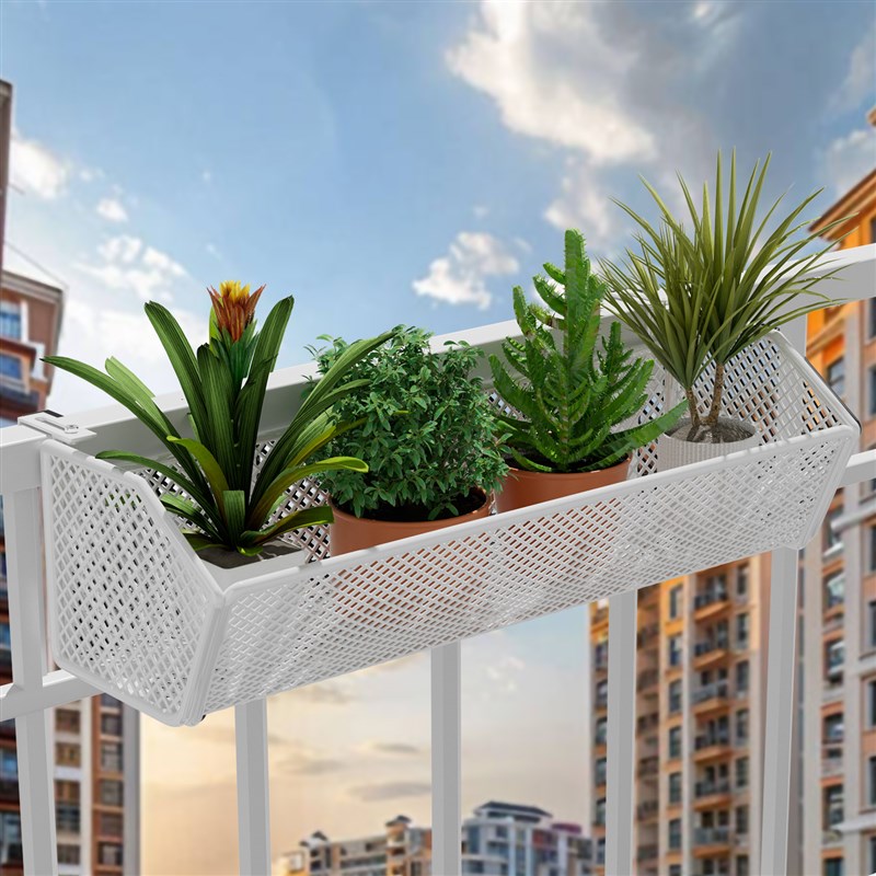 窗台置物架铁艺栏杆挂架阳台花架子室内多肉花盆架V窗沿挂式花架