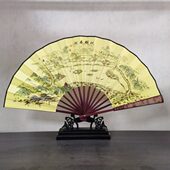 春早精品男折扇杭州特产西湖十景断桥三潭映月雷峰塔男扇双面绢扇