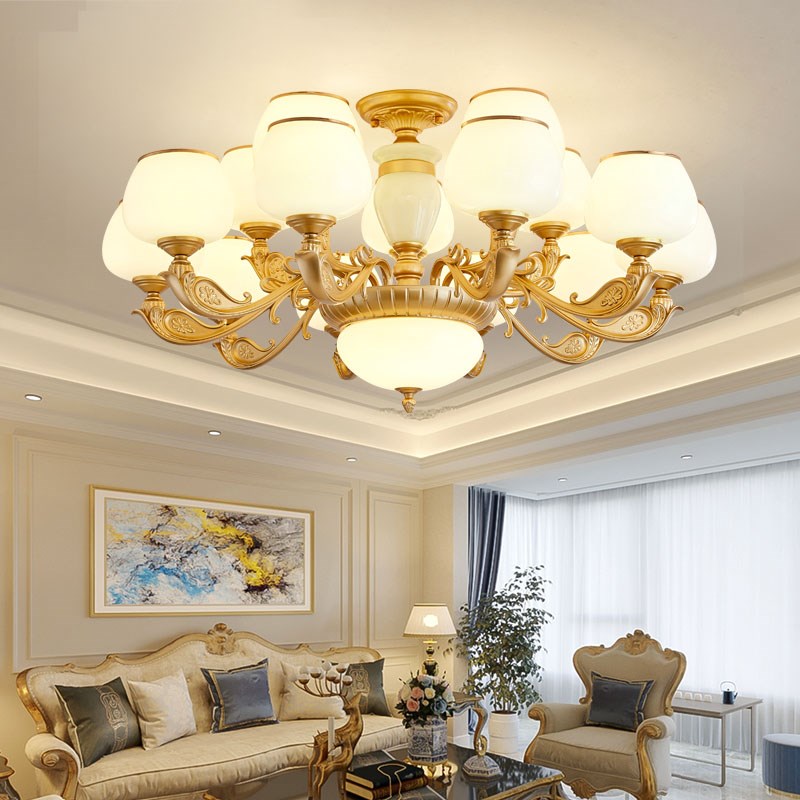 欧式吊灯客厅灯现代简约大厅主灯餐厅复式楼N卧室轻奢简欧新款灯