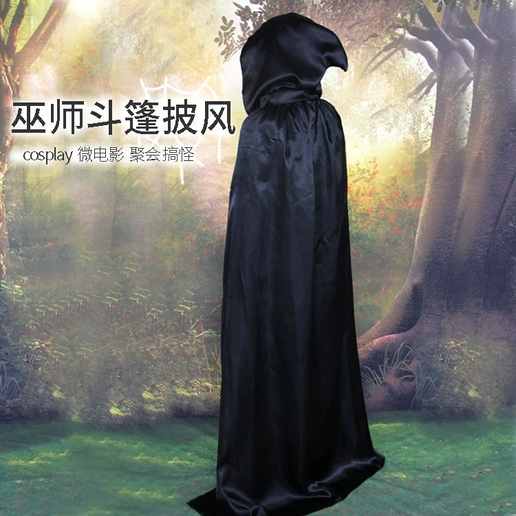 万圣节黑色丁布死神cos披风斗篷
