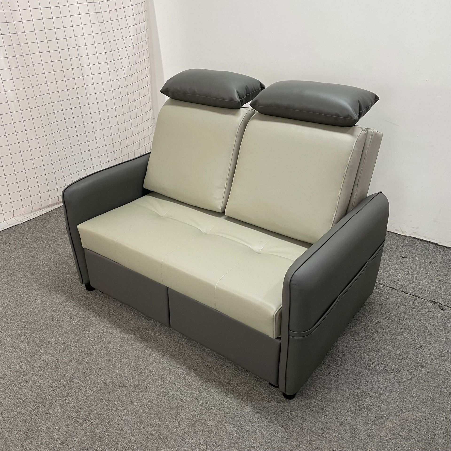 可折叠沙发床 小户型公寓出租房客厅推拉多功能两用皮艺沙发