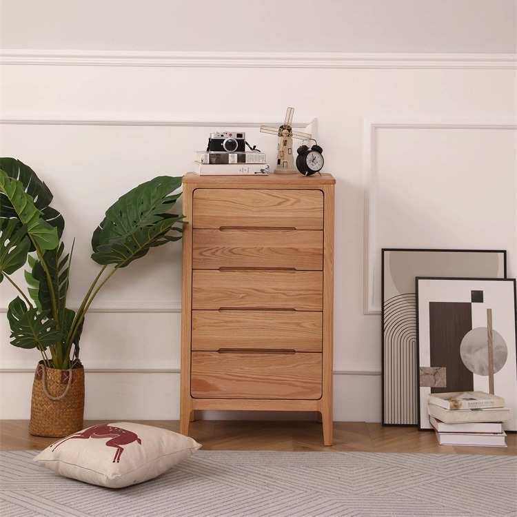 纯实木高五斗橱全红橡木五斗柜现代简约日式小户型北欧风格抽屉柜