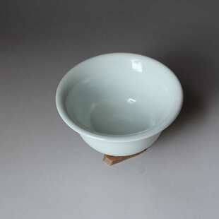 原产地月白釉汝窑永乐杯压手杯手工汝瓷单杯斗笠杯