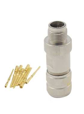 M12 组装式全金属连接器 数据千兆网络传输 Xcode 8芯压接线缆