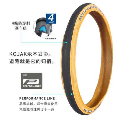 SCHWALBE世文349折叠车ONE黄边胎16寸KOJAK马拉松RACER自行车外胎